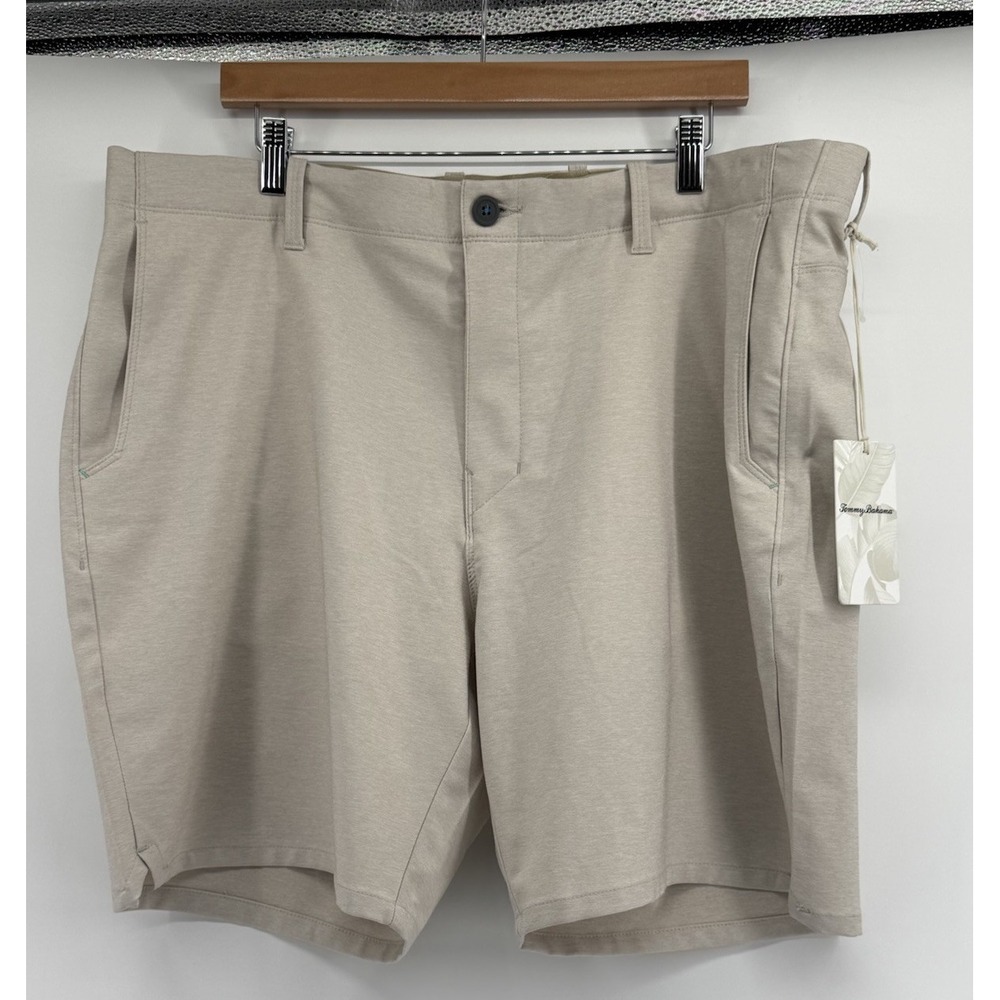 Tommy Bahama Chip Shot Performance Shorts Sz 40 Beige 8'' Inseam $118 NWT